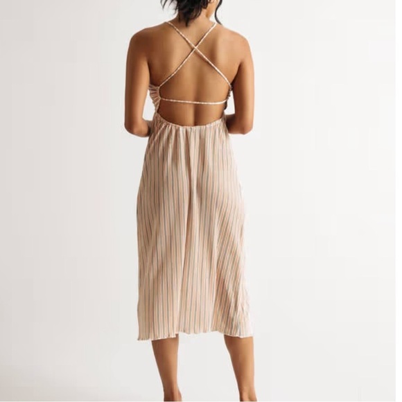 Sweetheart Cross Back Midi Dress - Orange Multi - Picture 2 of 5